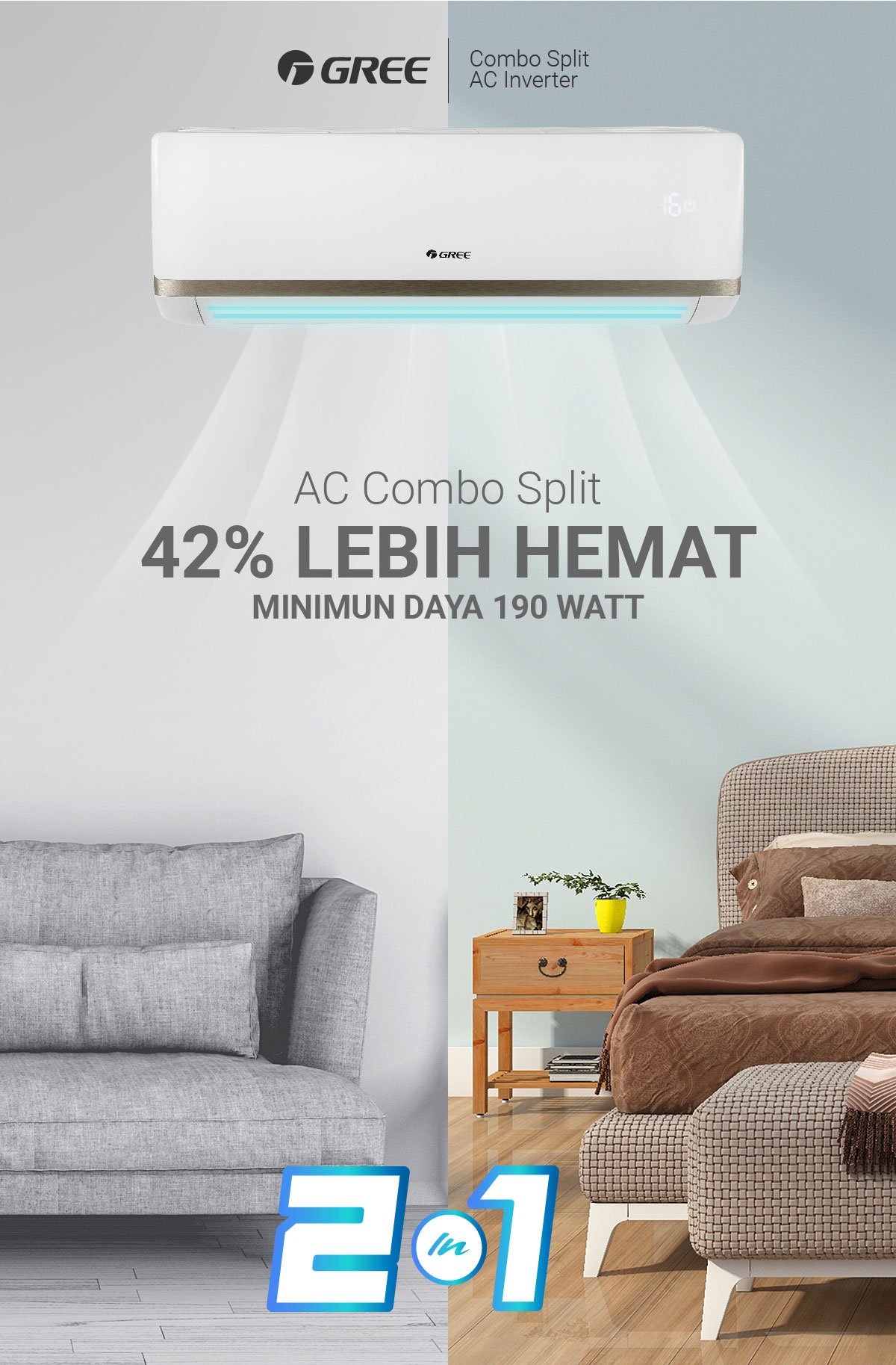 ac gree combo split inverter series gwc css 2 indoor 1 outdoor