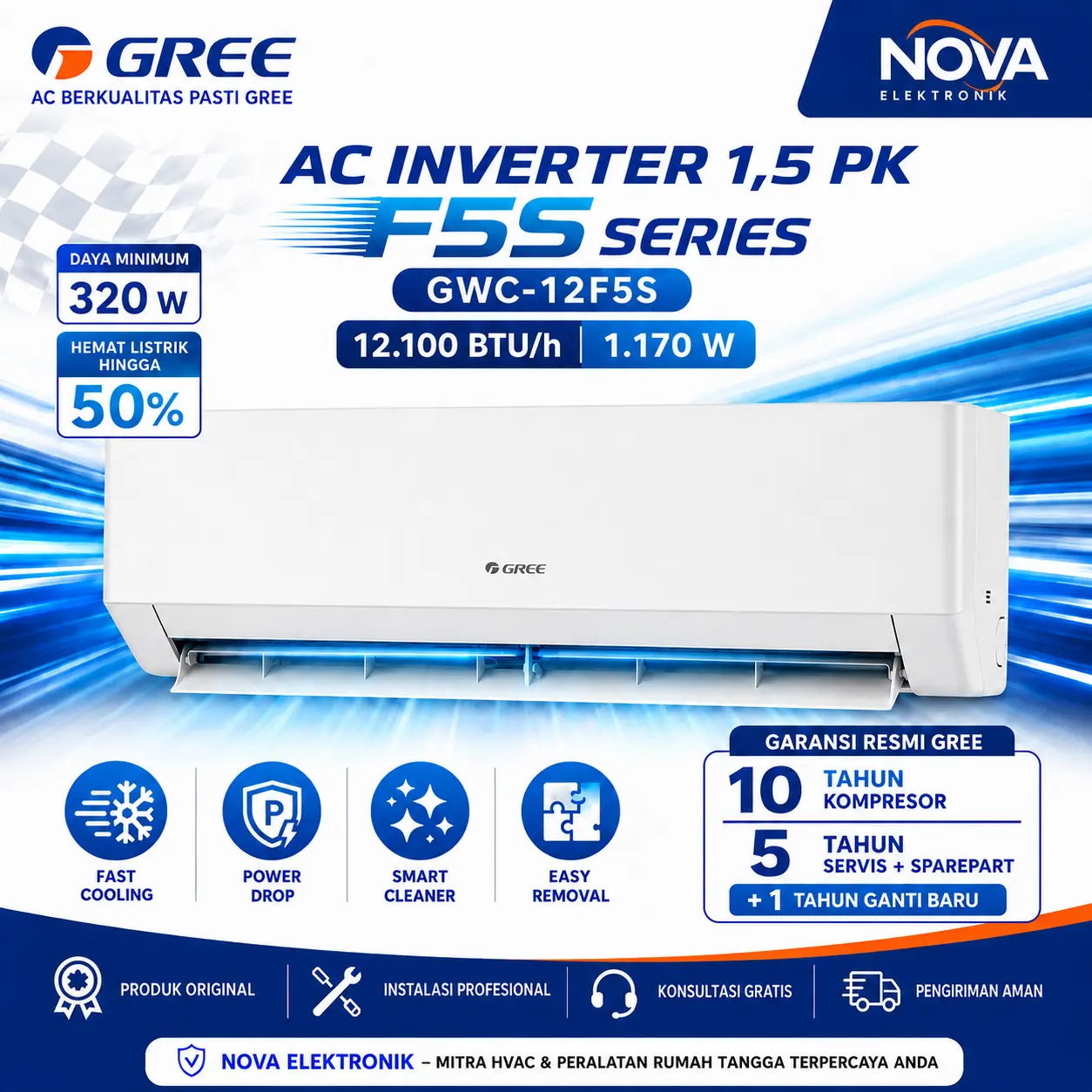 AC Gree 1,5 Pk Inverter F5S Series GWC-12F5S