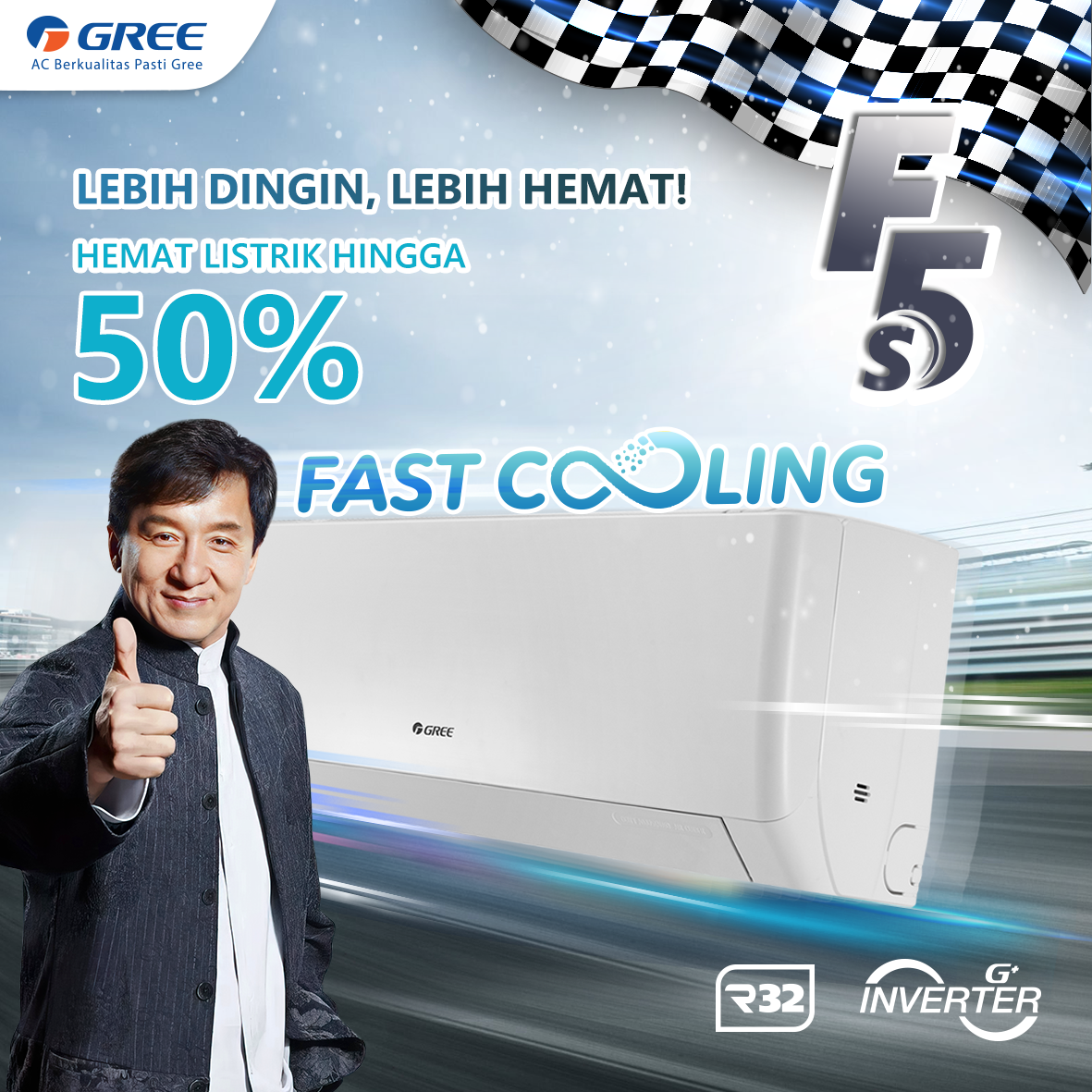 gree ac inverter series gwc f5s hemat energi 50% automatic smart cleaning double louver