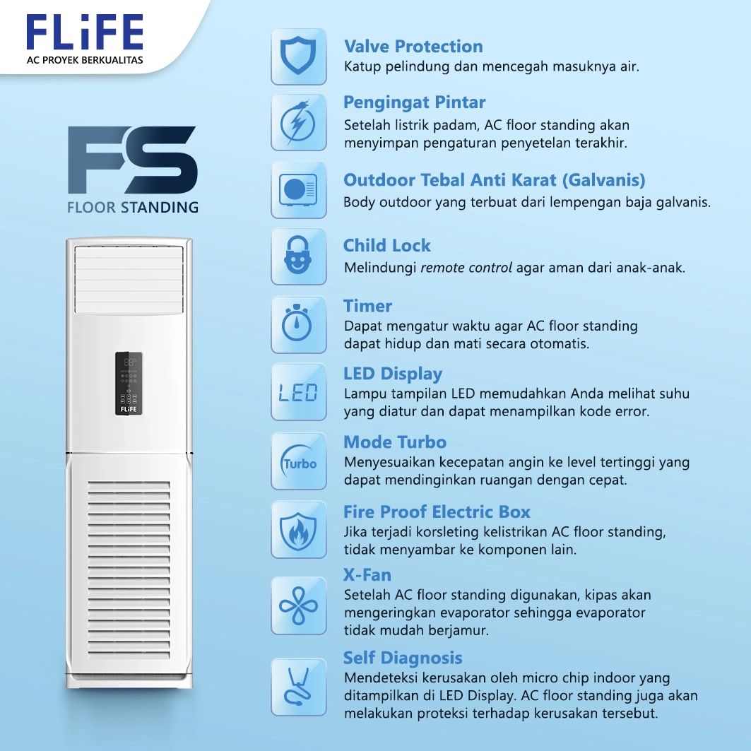 AC Floor Standing FLIFE 2 Pk FVC-18FS - Gambar 2